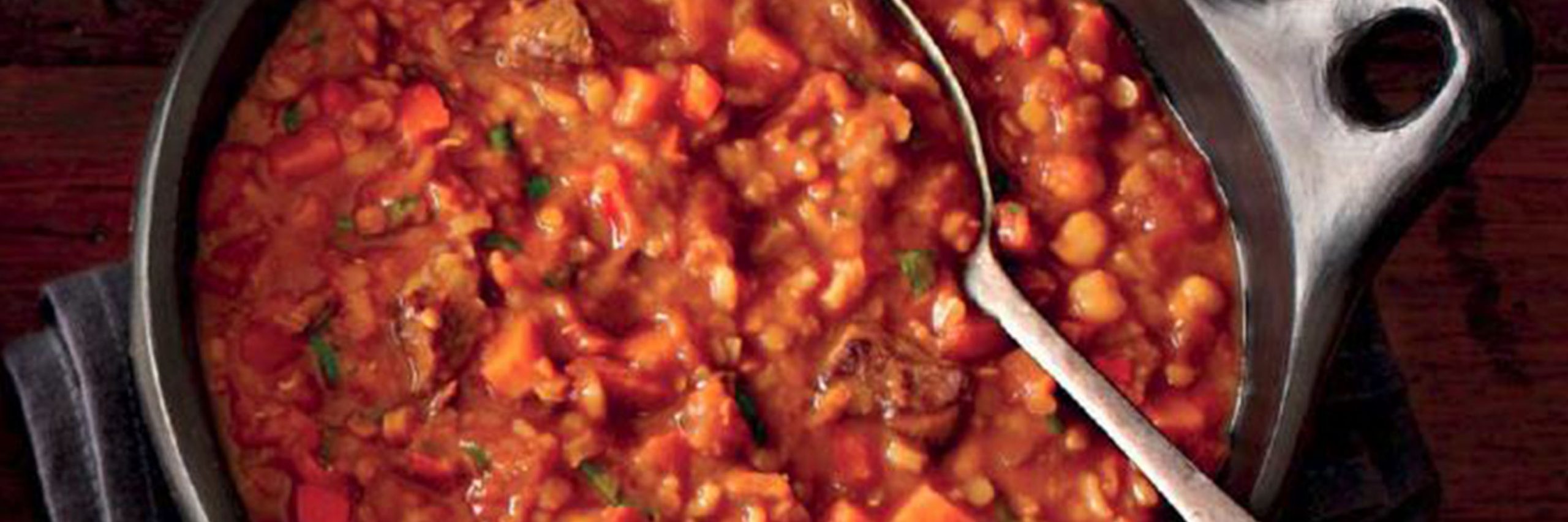 Moroccan red lentil and chickpea soup