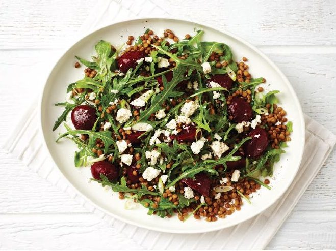Beetroot, lentil and feta salad