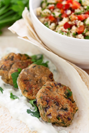 Falafel balls with tzatziki